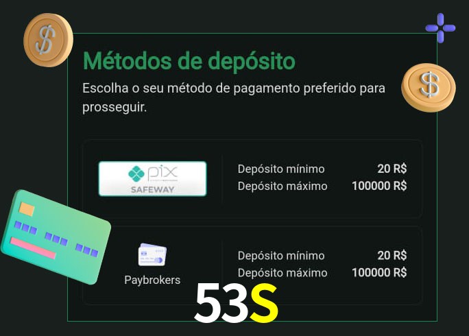 O cassino 53S oferece uma grande variedade de métodos de pagamento
